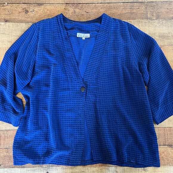 PalaPala Vintage Blue Silk Kimono Jacket L/XL - Picture 7 of 7